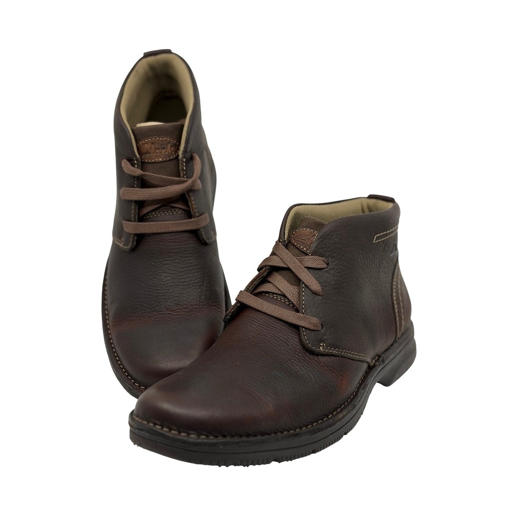 Clarks Senner Ave Mens Dark Brown Leather Chukka Boots Lace Up Ankle Shoes 9.5 M